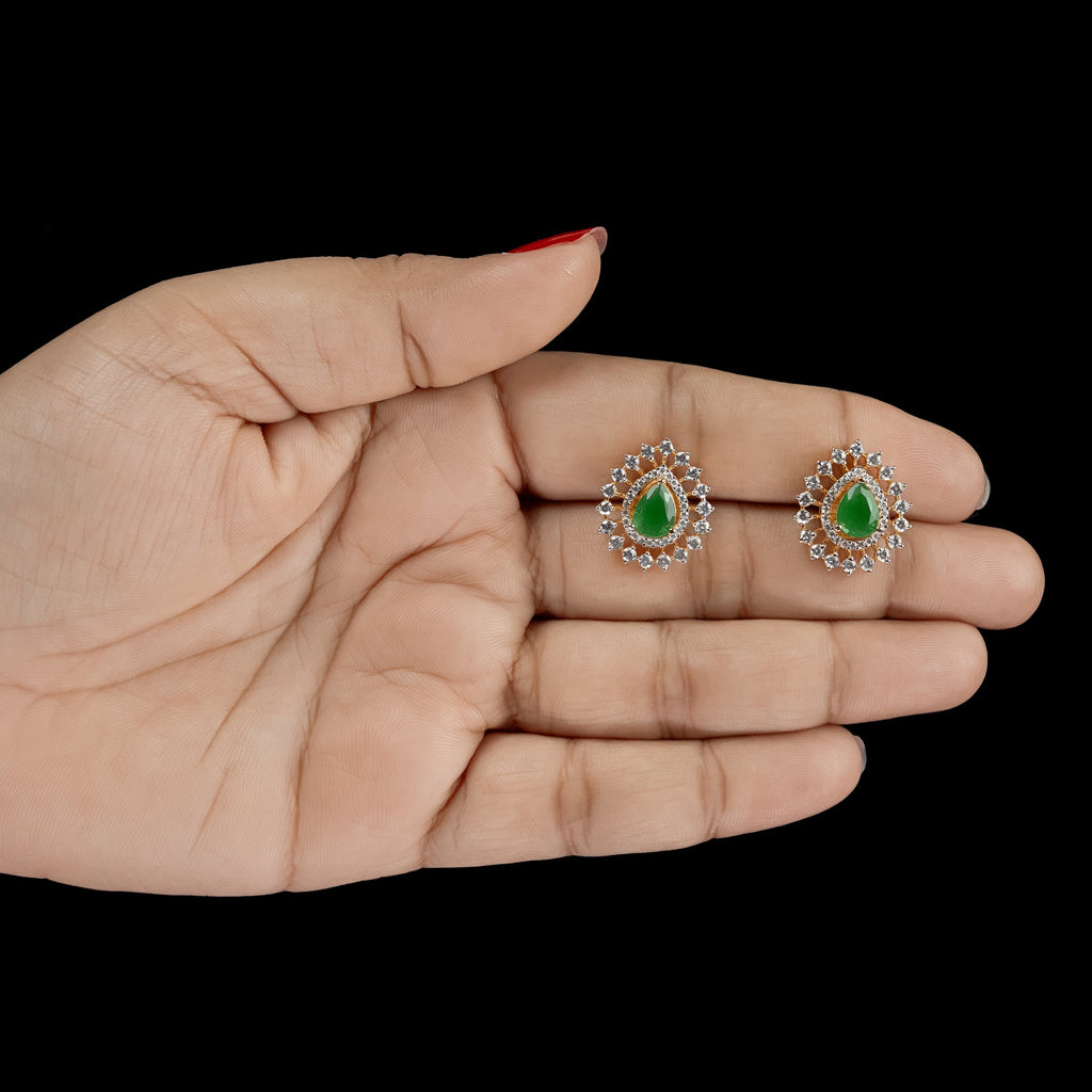 Emerald Teardrop Halo Stud Earrings – ERD0036