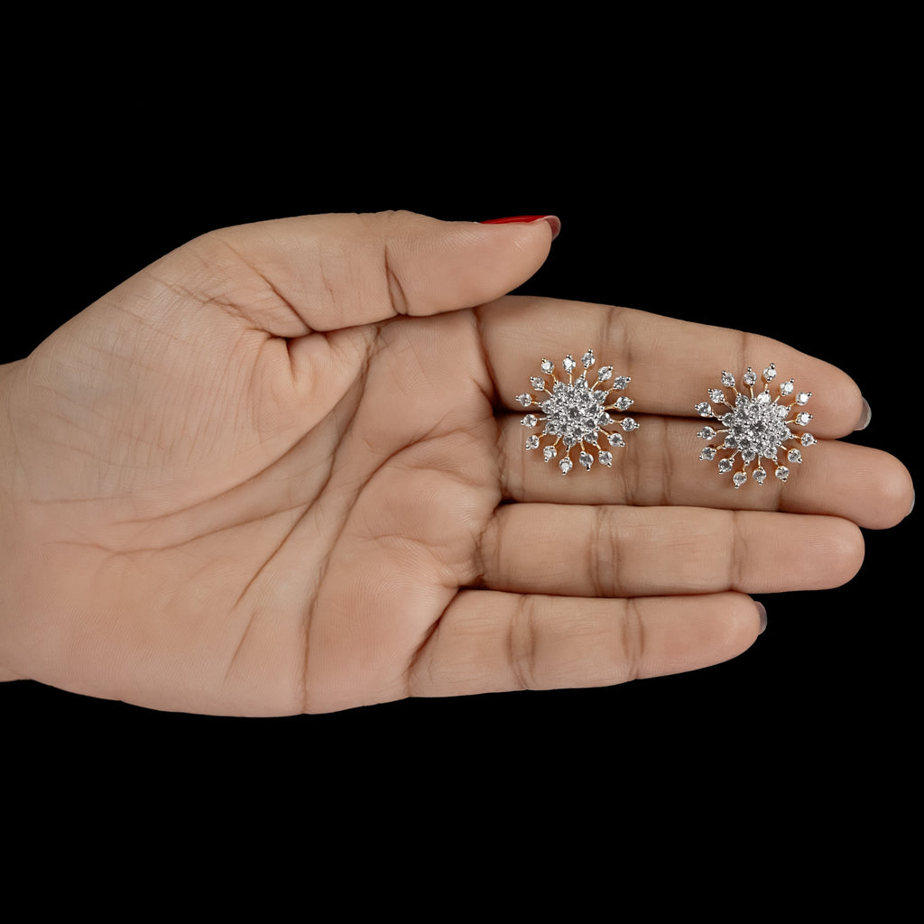 Radiant Sunburst Diamond Stud Earrings – ERD0043