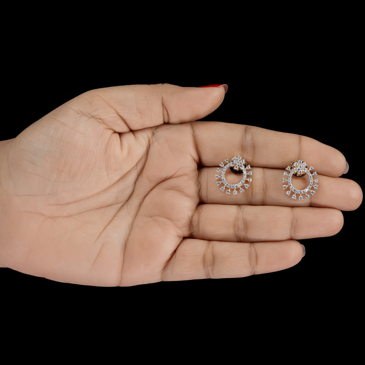 Open Circle Halo Diamond Stud Earrings – ERD0045
