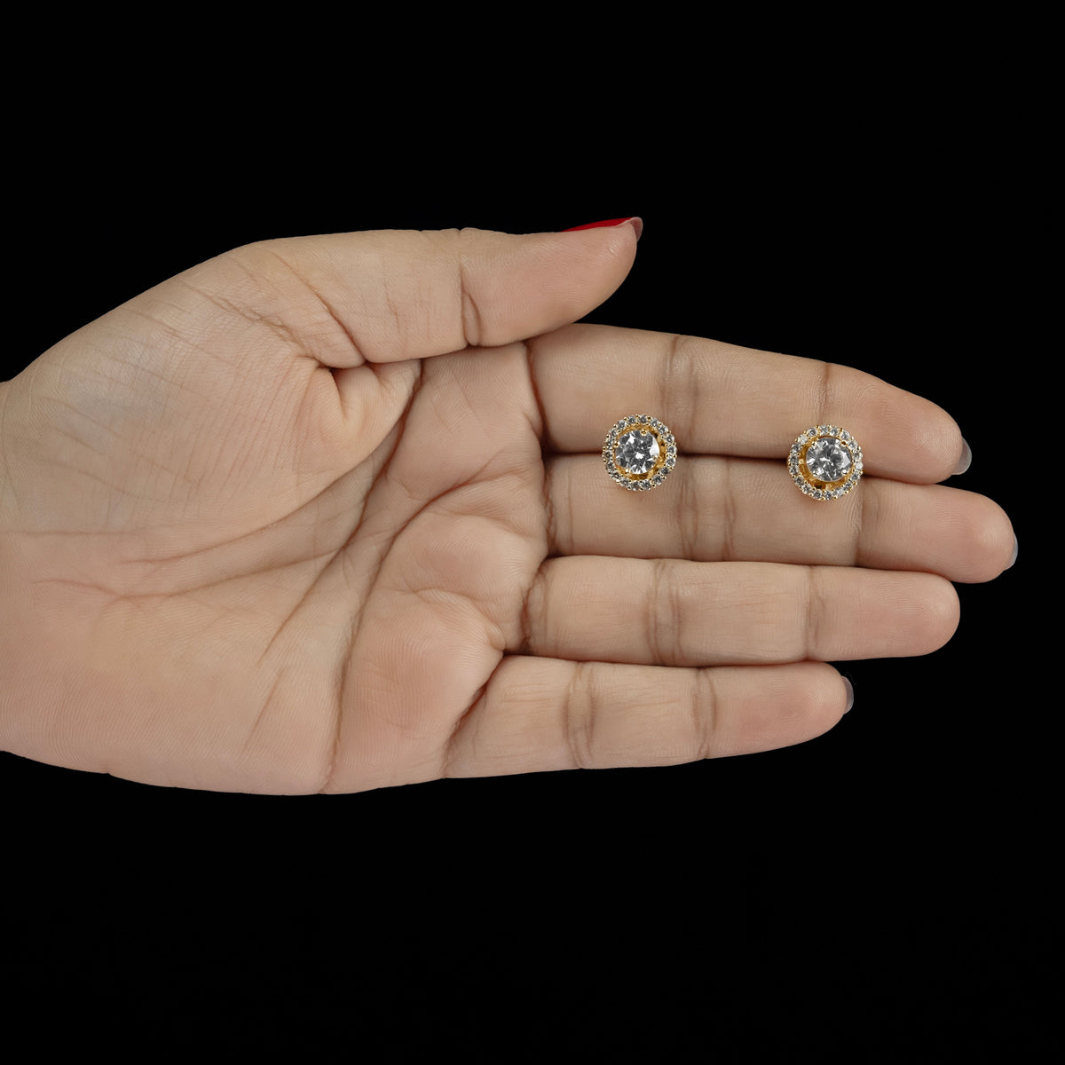 ERD0005 -  Solitaire Halo Diamond Stud Earrings