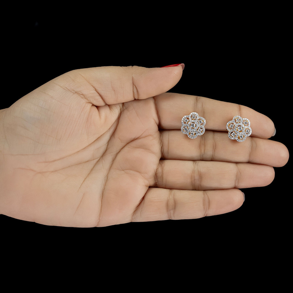 ERD0008 - Floral Diamond Stud Earrings