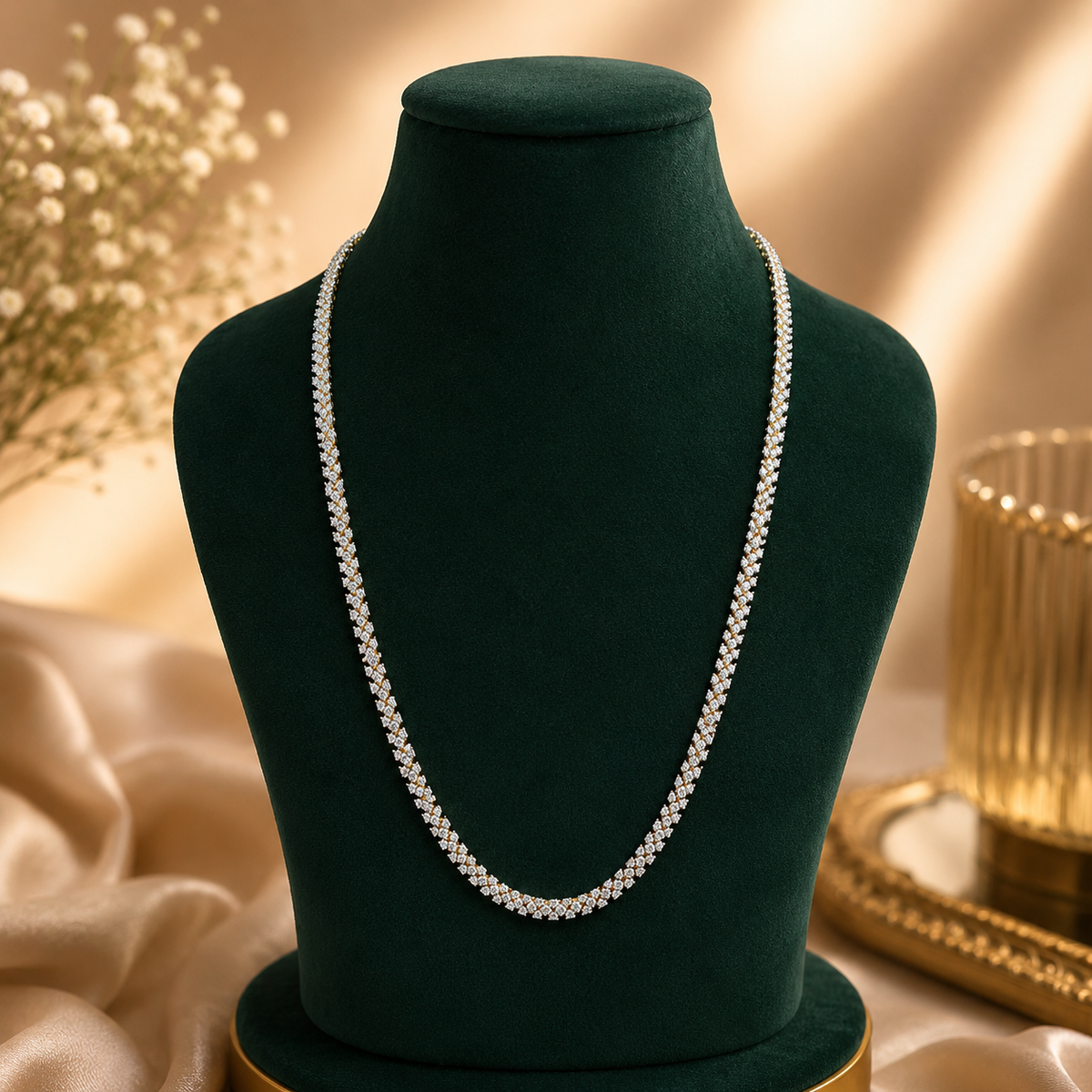 HD0002 - Classic Diamond Cut Necklace & Drop Earrings Set