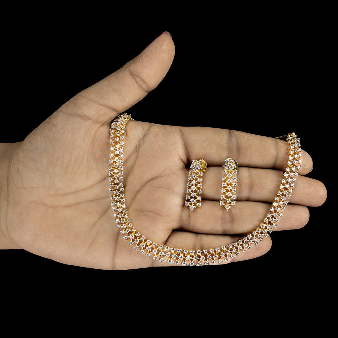 Elegant Diamond Choker Necklace Set – ND0011