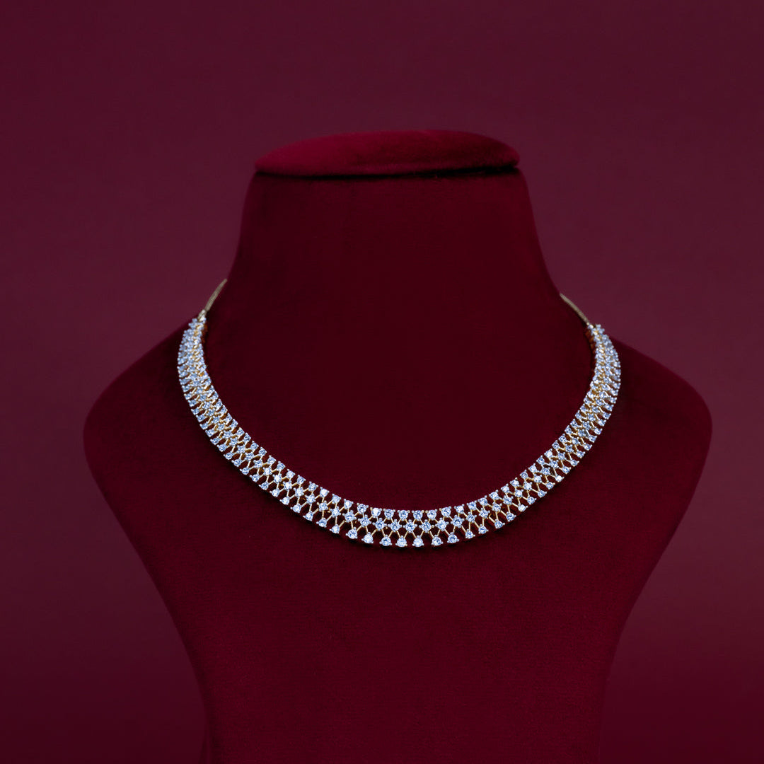 Elegant Diamond Choker Necklace Set – ND0011