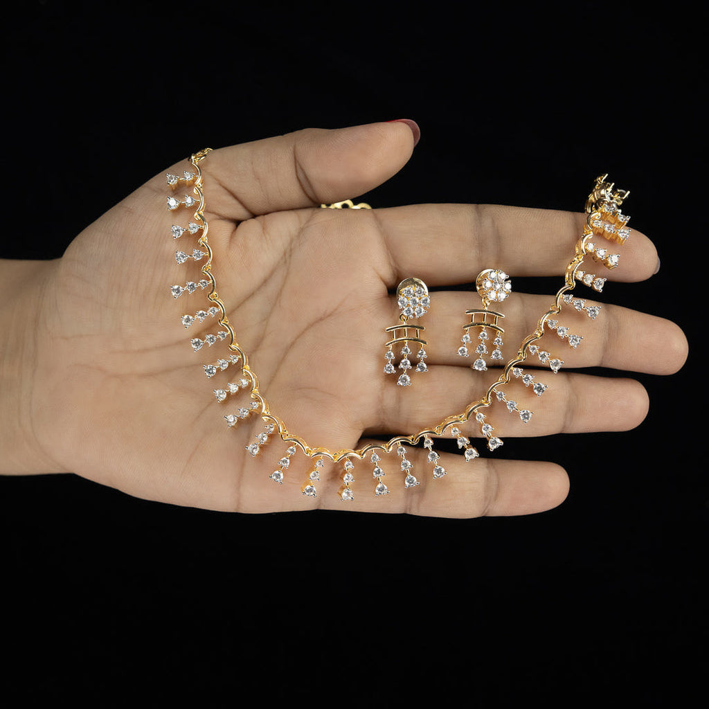 Graceful Diamond Fringe Necklace Set – ND0012