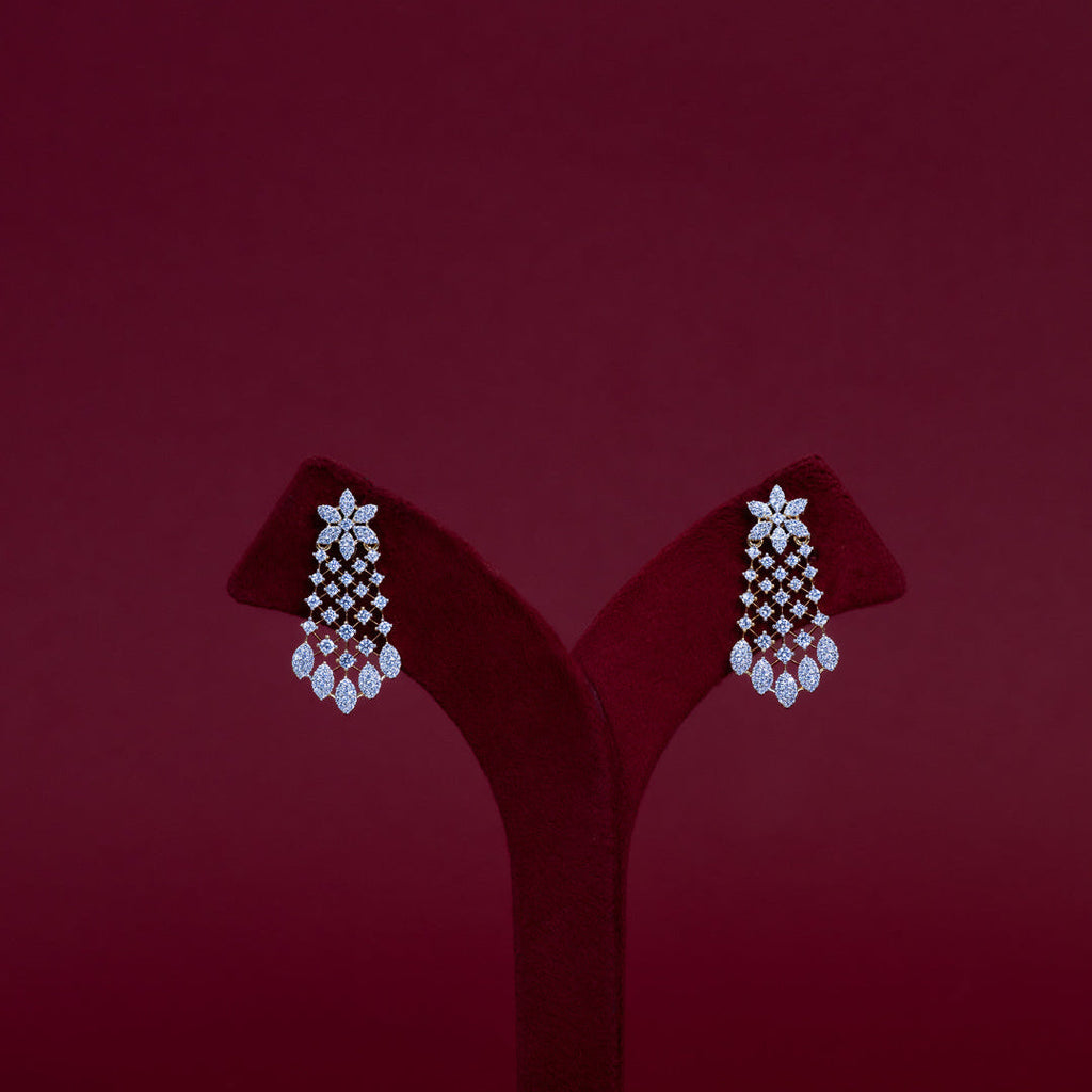 Elegant Leaf Cascade Diamond Necklace Set – ND0013