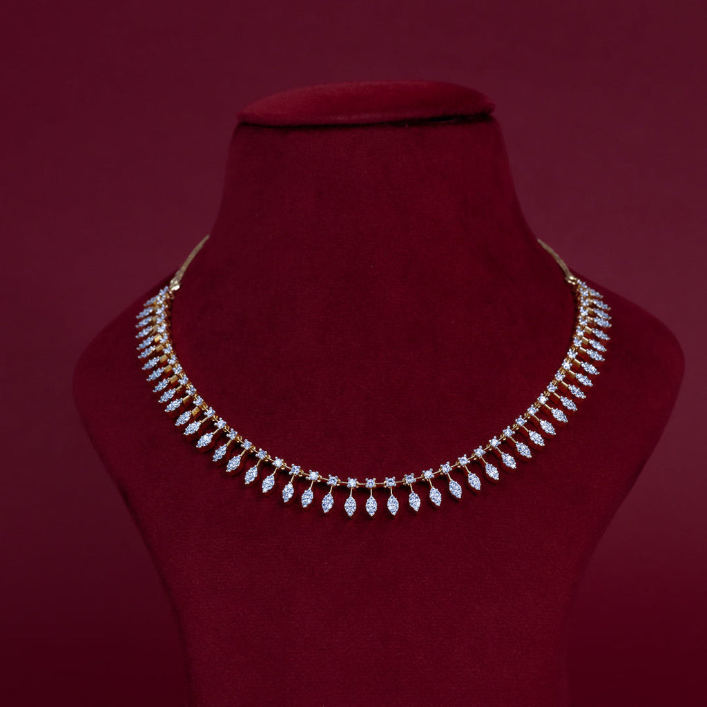 Minimal Leaf Drop Diamond Necklace Set – ND0014