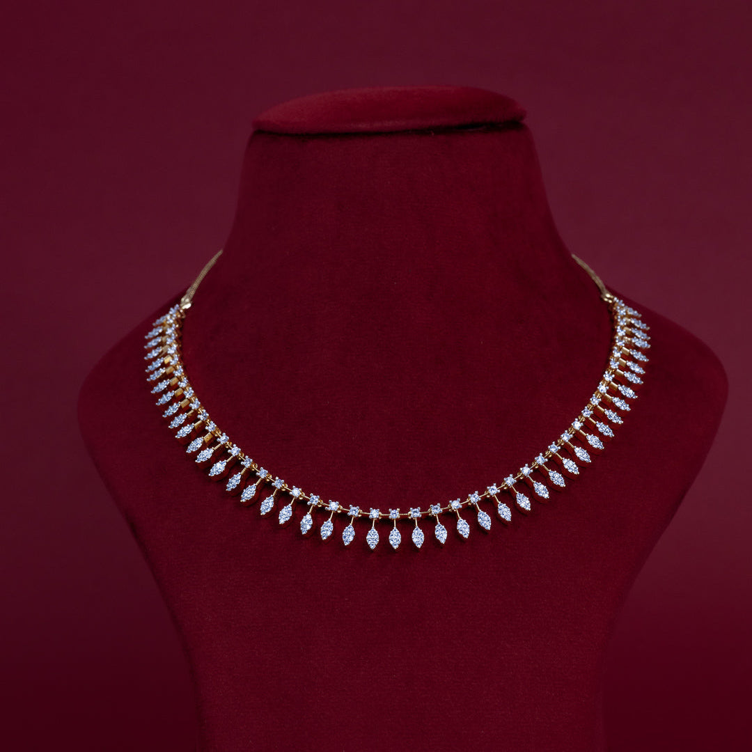 Minimal Leaf Drop Diamond Necklace Set – ND0014