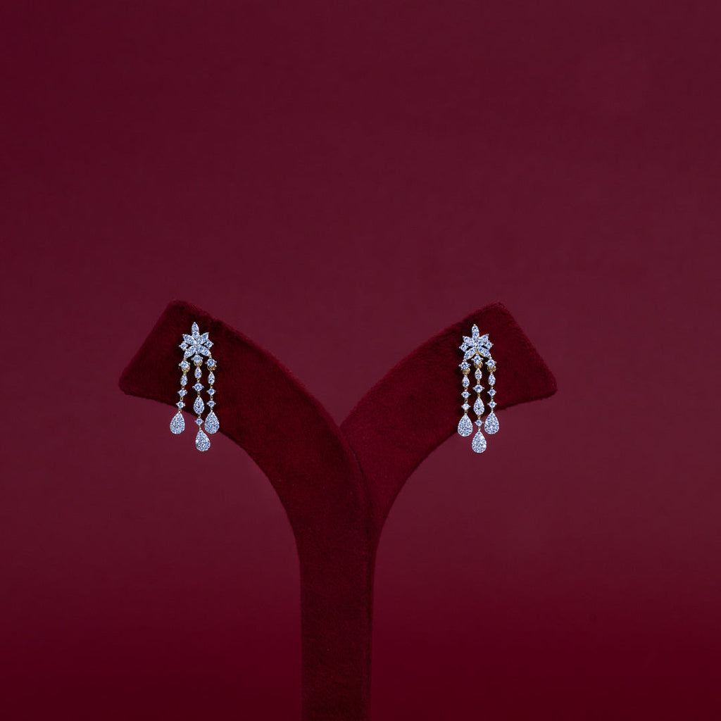 Floral Waterfall Diamond Necklace Set – ND0017