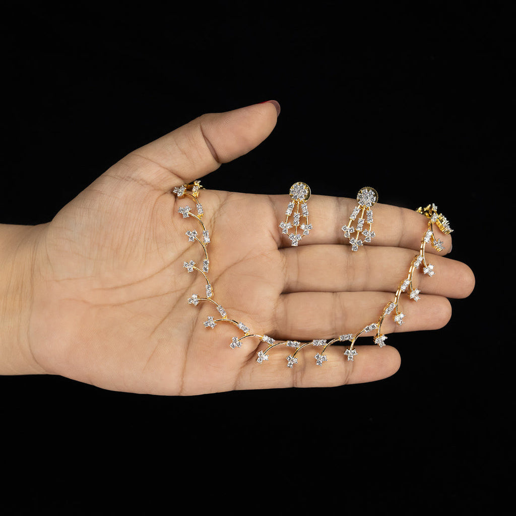 Floral Vine Diamond Necklace Set – ND0018