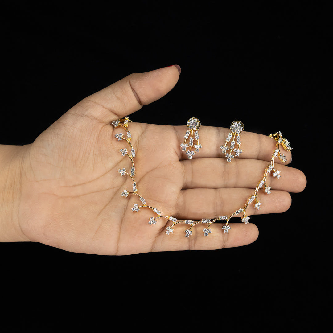 Floral Vine Diamond Necklace Set – ND0018