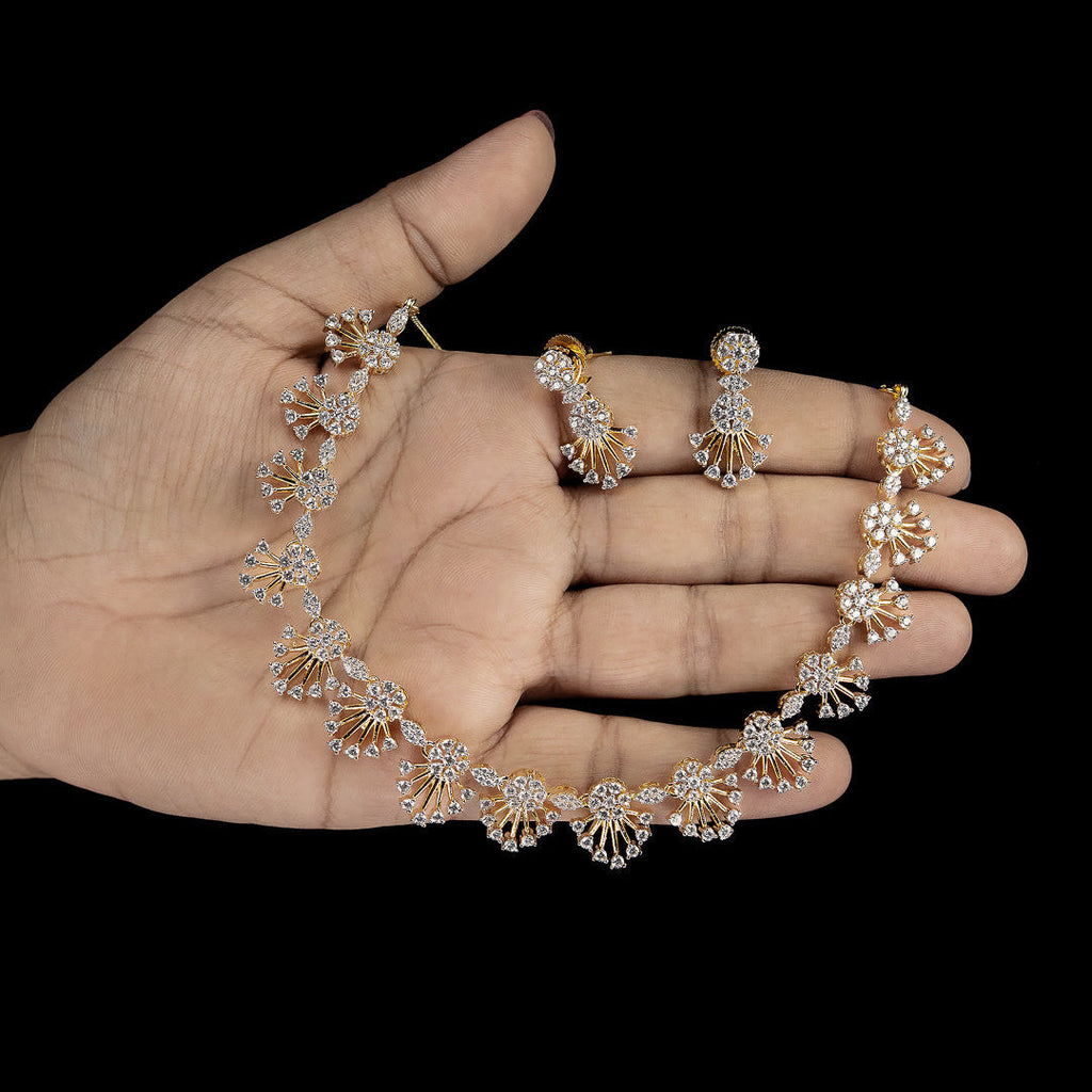 Floral Bloom Diamond Necklace Set – ND0020