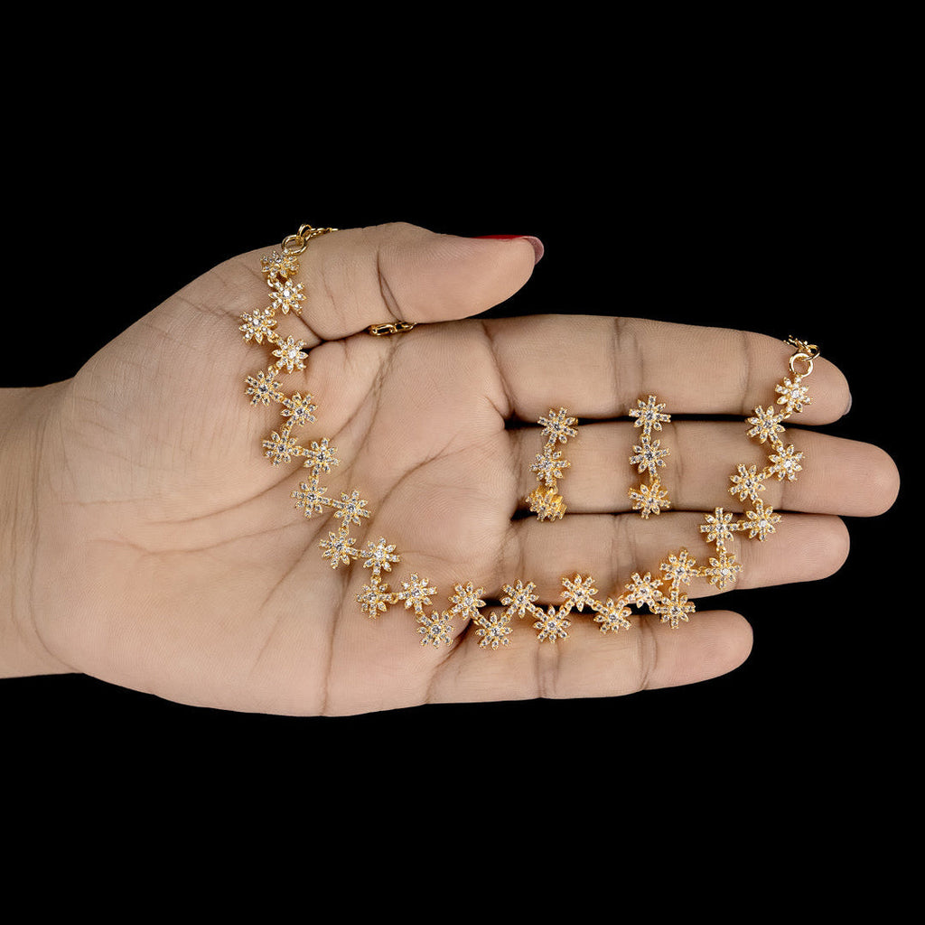 Floral Sparkle CZ Necklace Set – ND0027