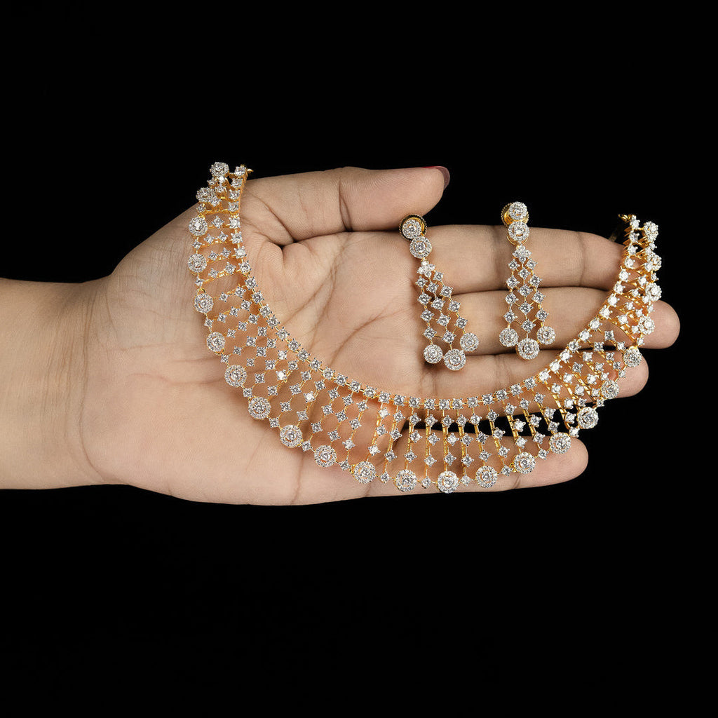 Elegant Diamond Mesh Necklace Set – ND0006