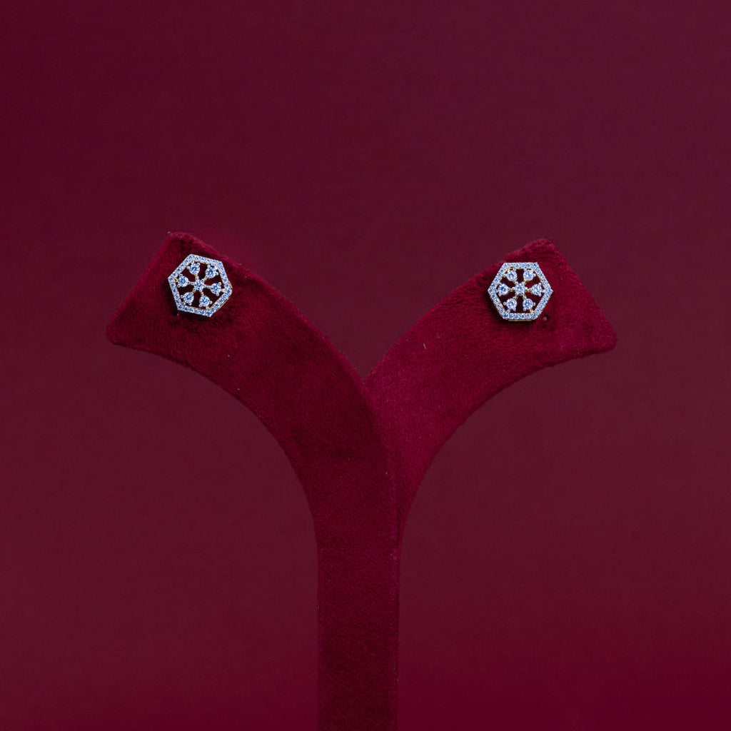 ERD0012 - Hexagonal Diamond Stud Earrings