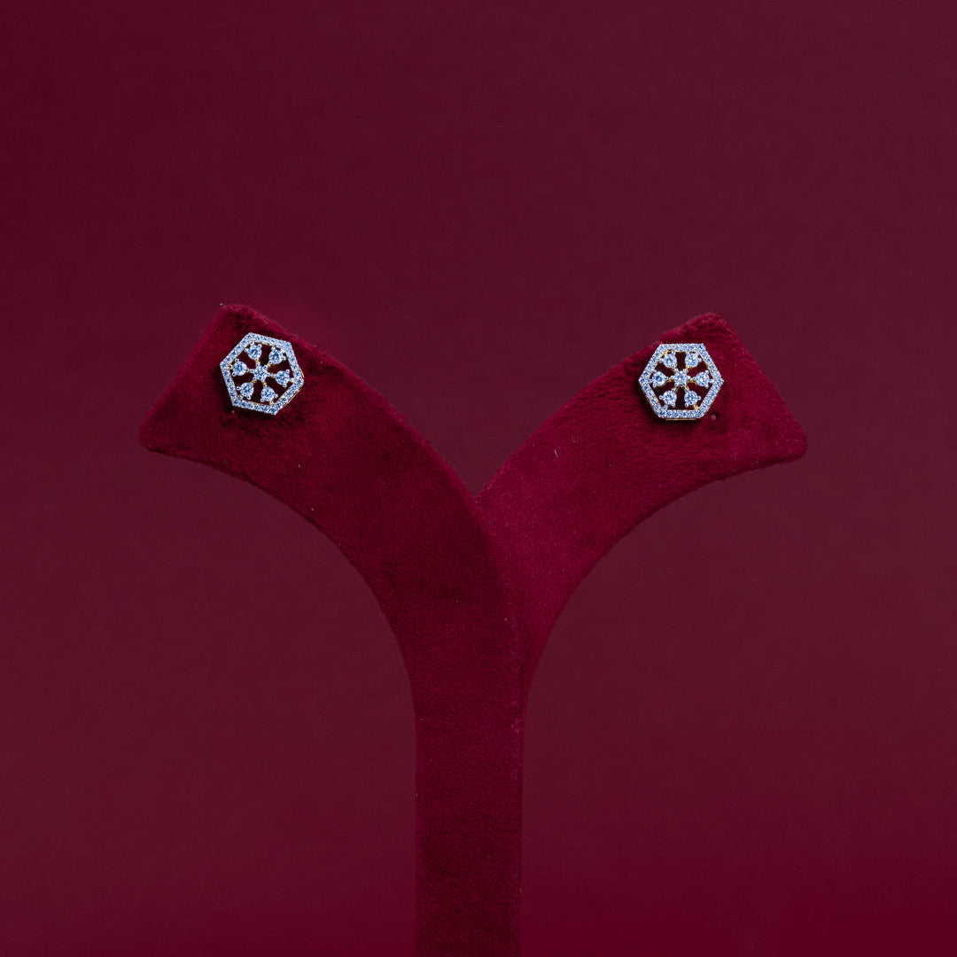 ERD0012 - Hexagonal Diamond Stud Earrings