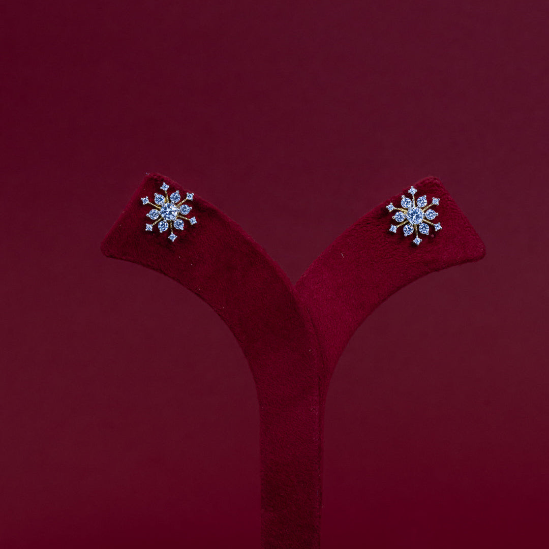 ERD0013 - Floral Snowflake Diamond Earrings