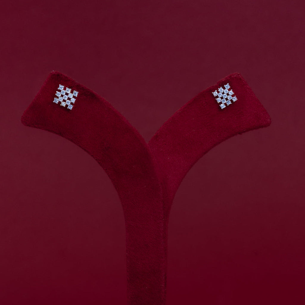 ERD0021  - Diamond Checkerboard Stud Earrings –