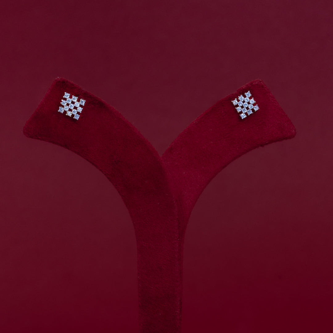 ERD0021  - Diamond Checkerboard Stud Earrings –