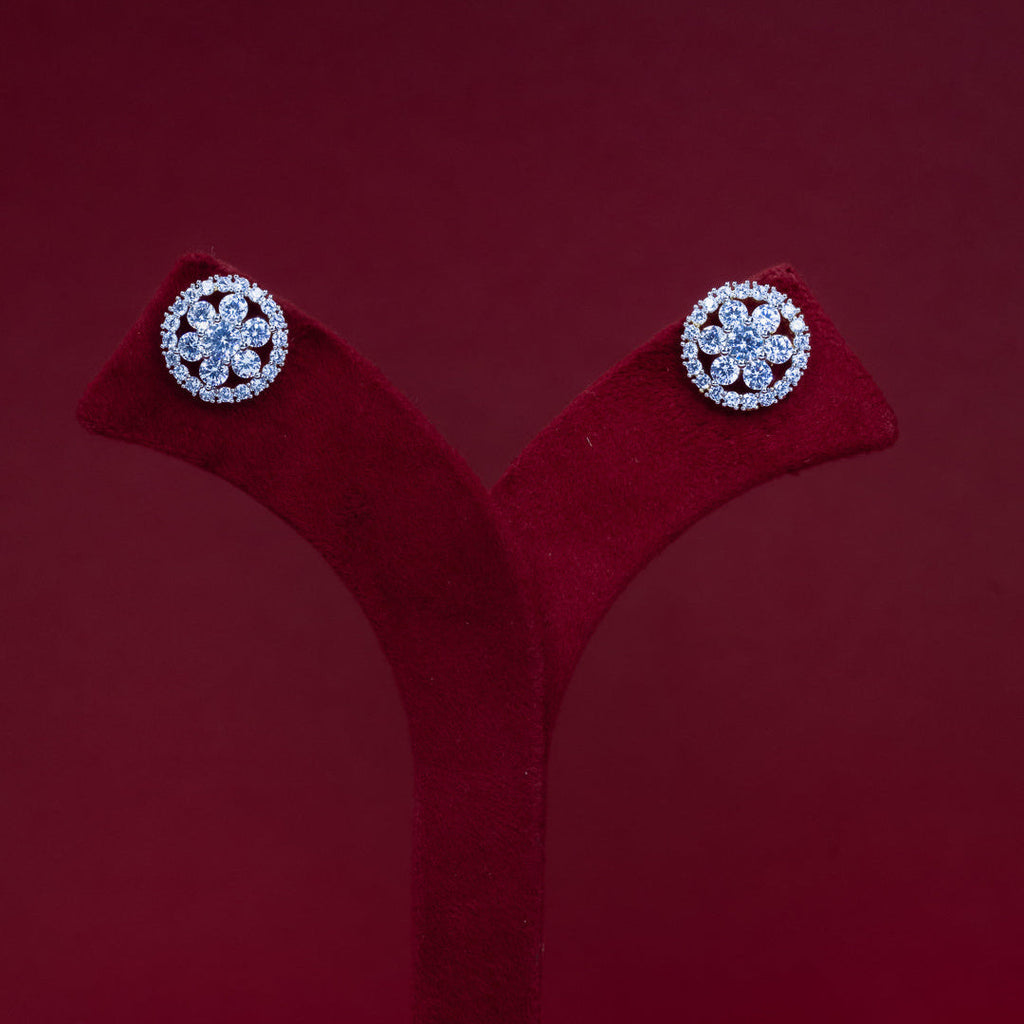 ERD0023 - Floral Diamond Halo Stud Earrings