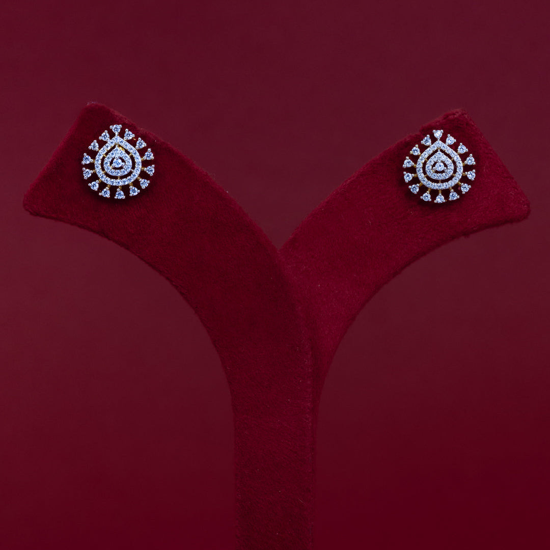 ERD0027 - Sunburst Teardrop Diamond  Earrings