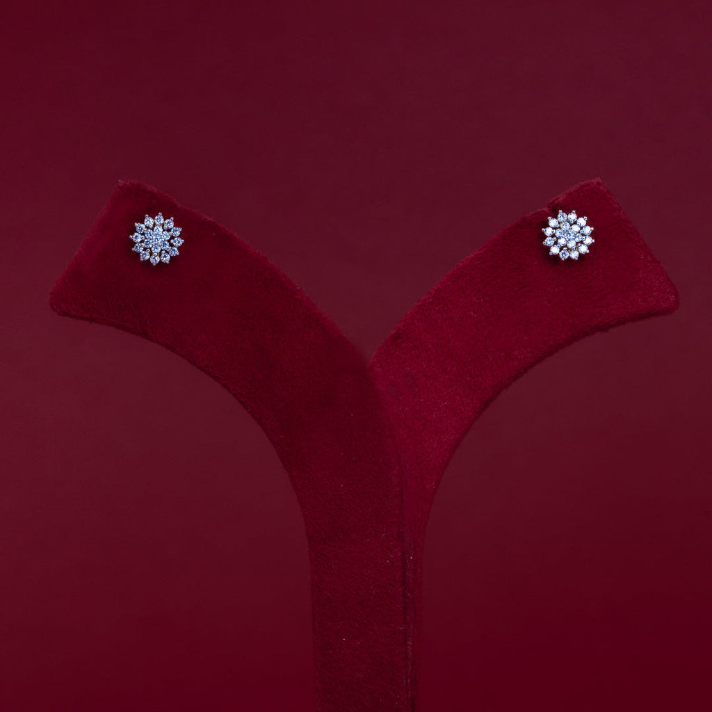 ERD0029 - Floral Diamond Cluster Stud Earrings