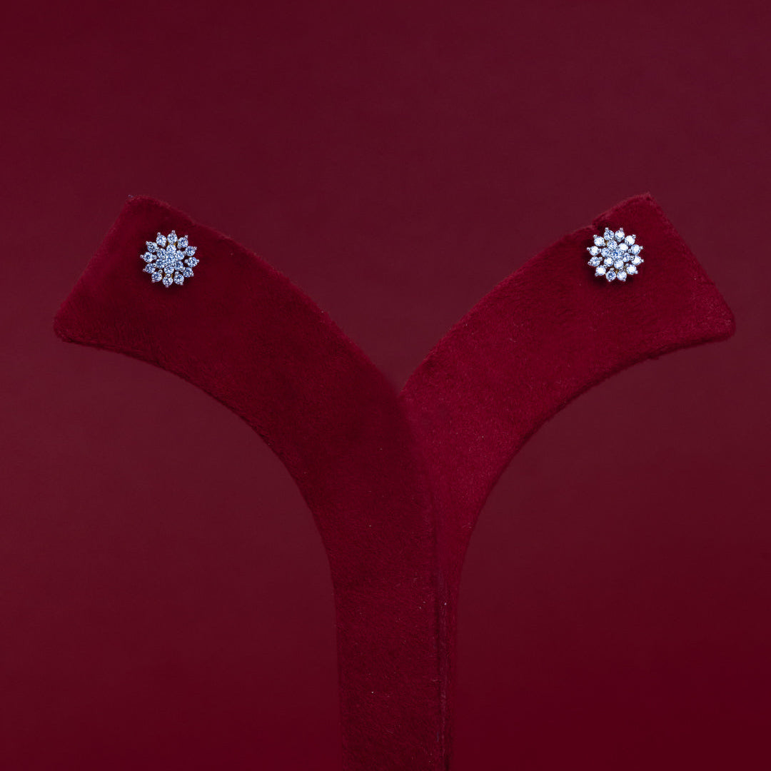 ERD0029 - Floral Diamond Cluster Stud Earrings