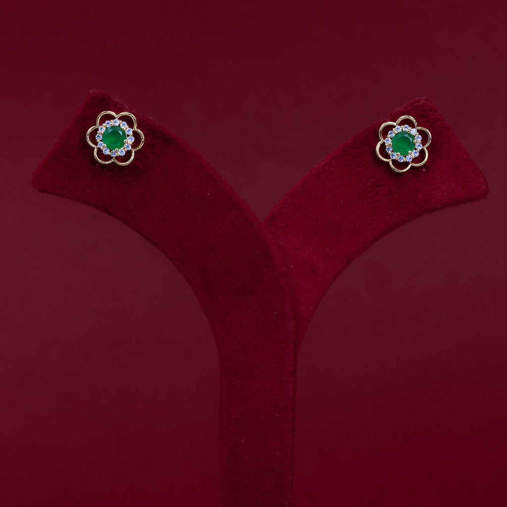 ERD0032 - Emerald Floral Halo Stud Earrings
