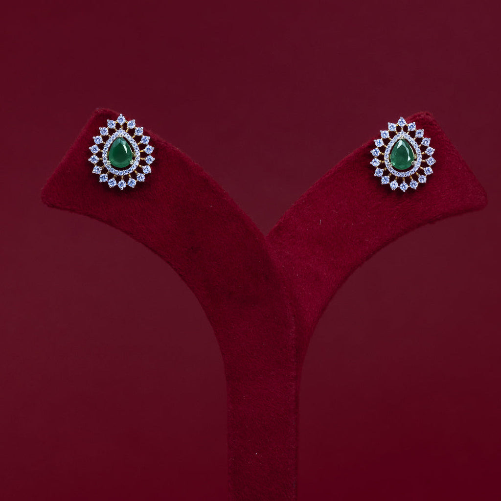 Emerald Teardrop Halo Stud Earrings – ERD0036