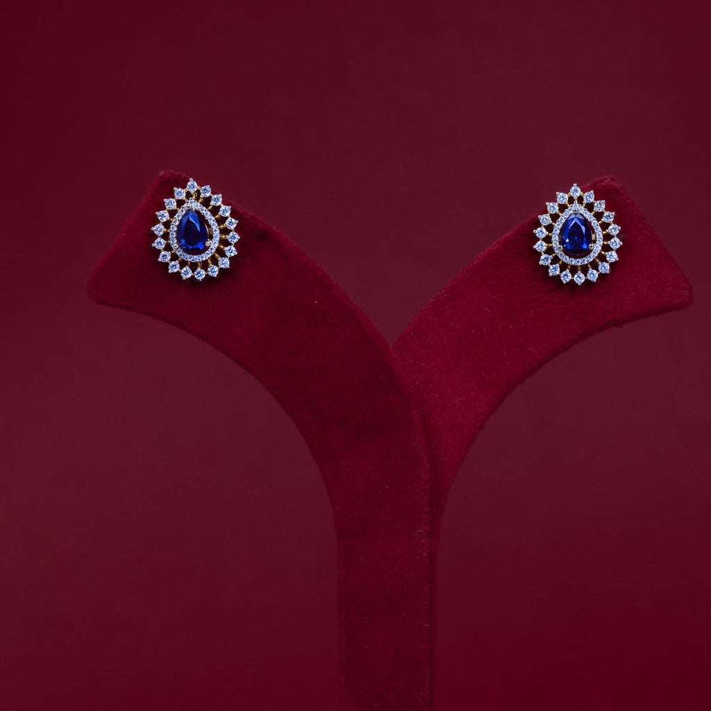 Blue Sapphire Teardrop Halo Stud Earrings – ERD0037