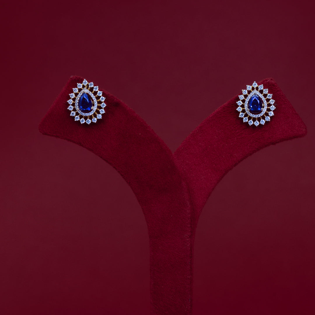 Blue Sapphire Teardrop Halo Stud Earrings – ERD0037