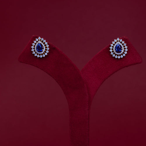 Blue Sapphire Teardrop Halo Stud Earrings – ERD0037