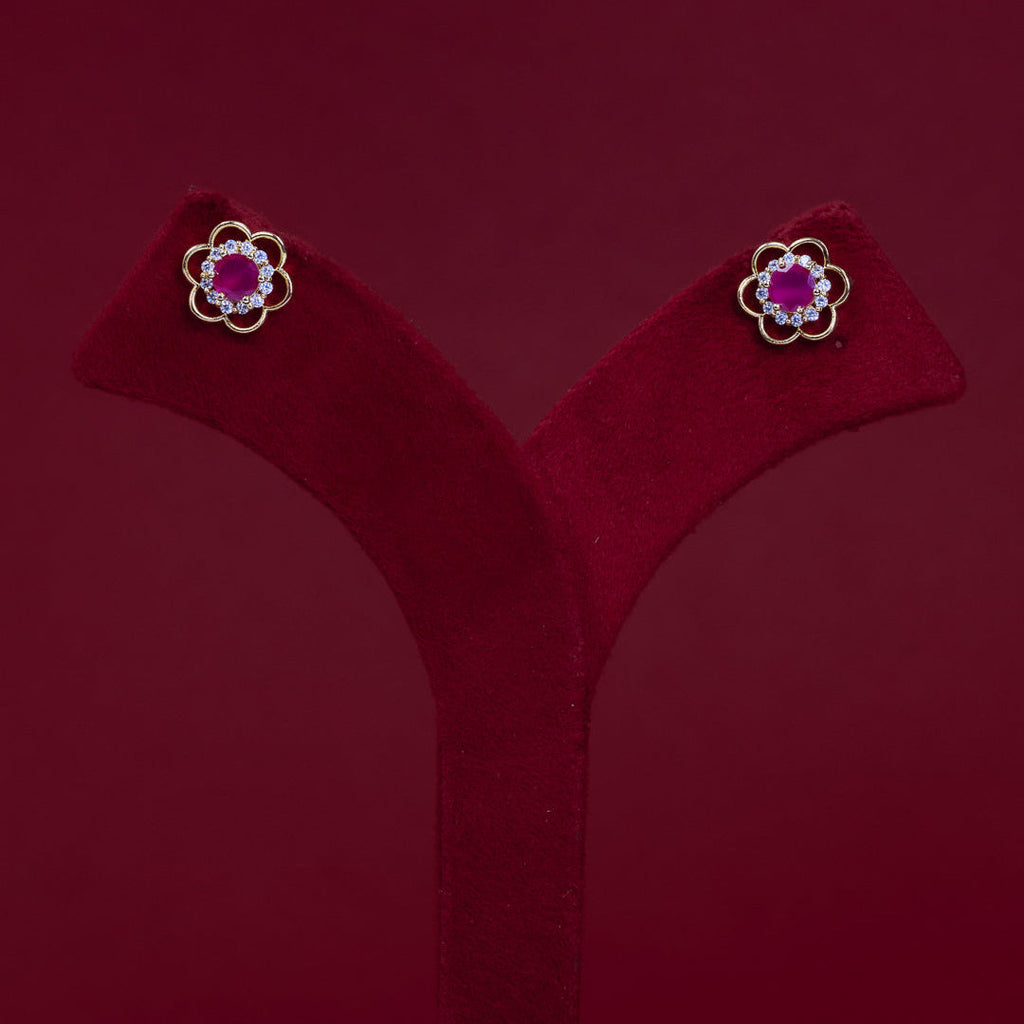 Ruby Floral Halo Stud Earrings – ERD0039