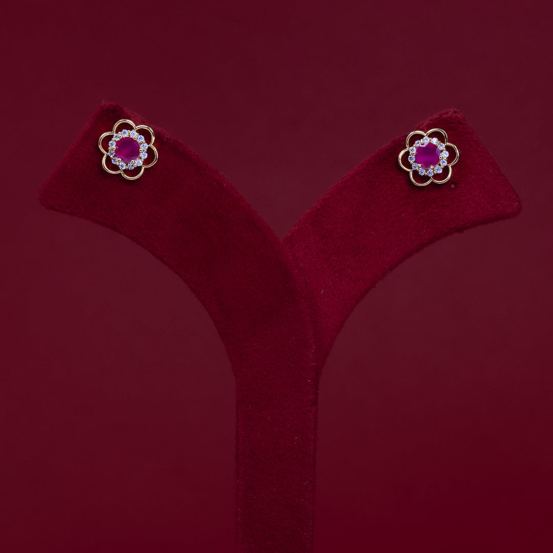 Ruby Floral Halo Stud Earrings – ERD0039