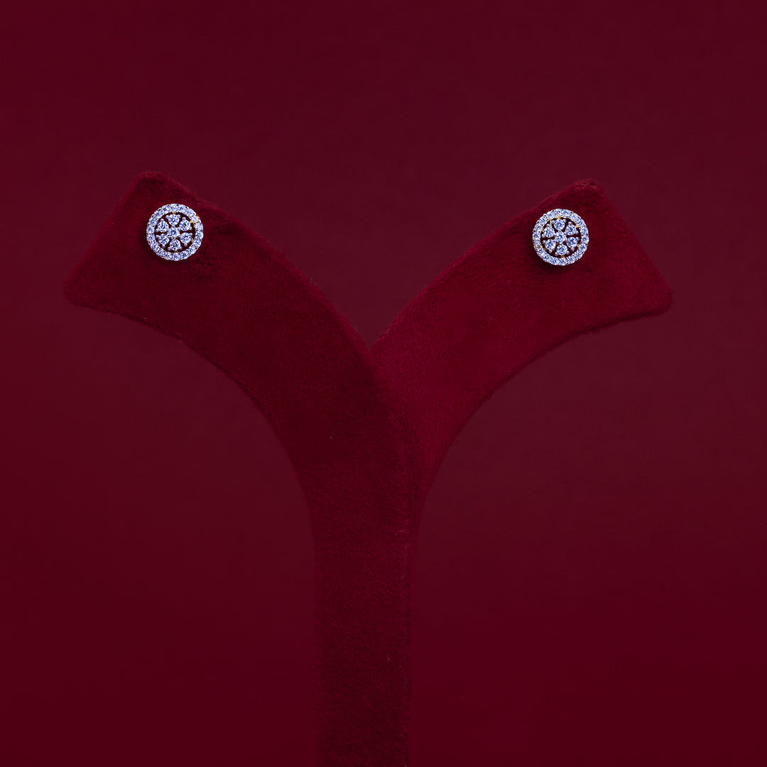 Round Floral Halo Stud Earrings – ERD0042
