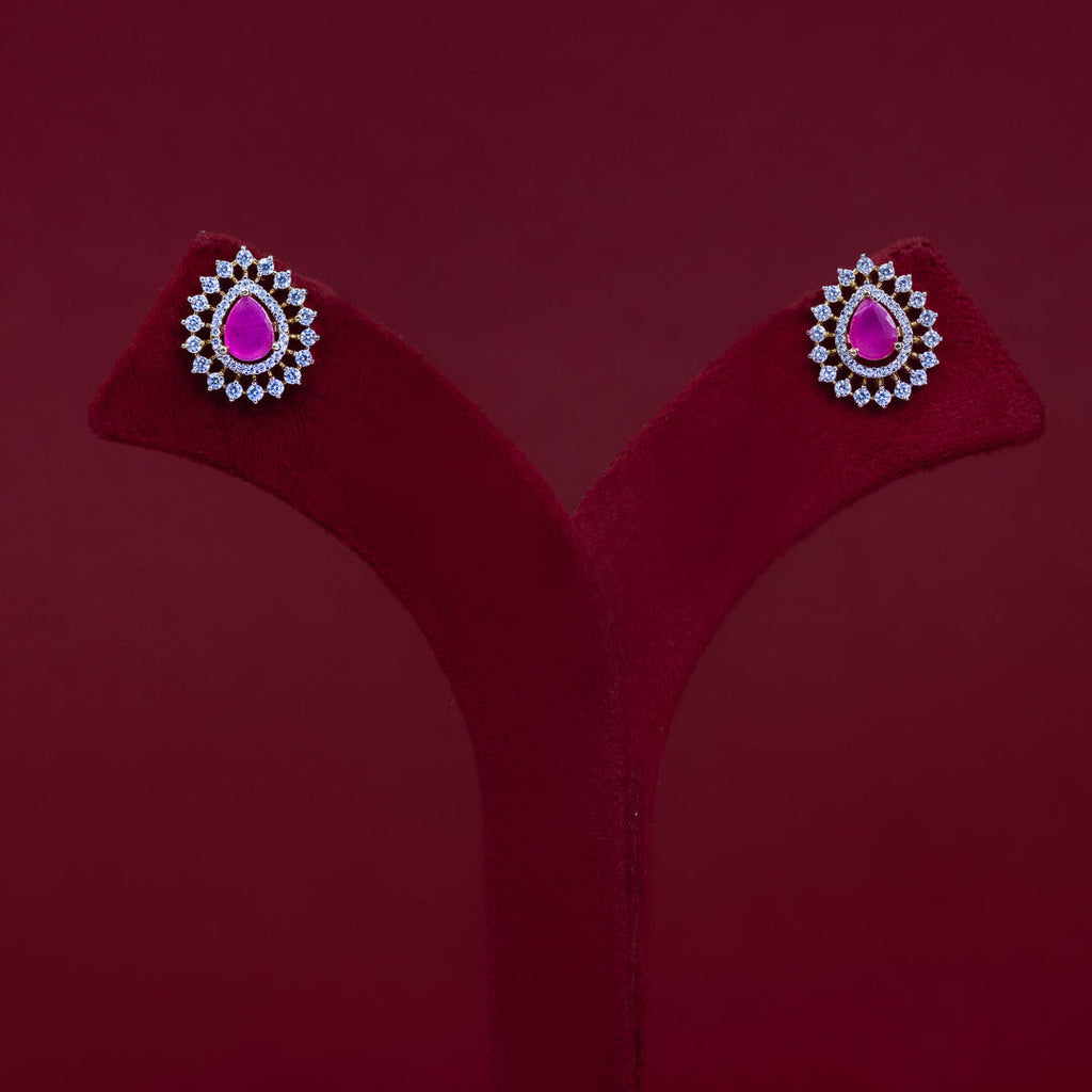Ruby Teardrop Halo Stud Earrings – ERD0044