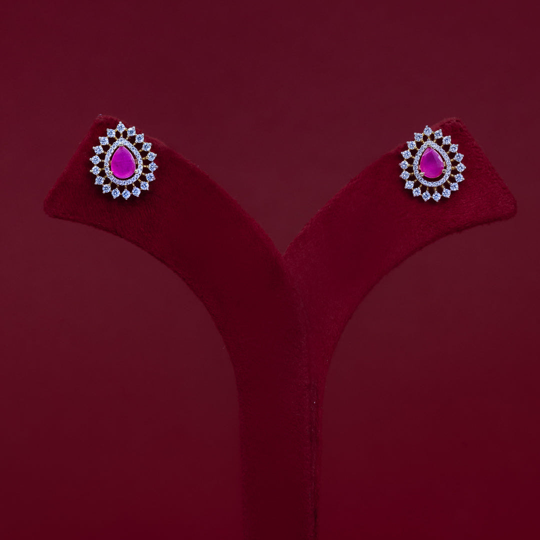 Ruby Teardrop Halo Stud Earrings – ERD0044