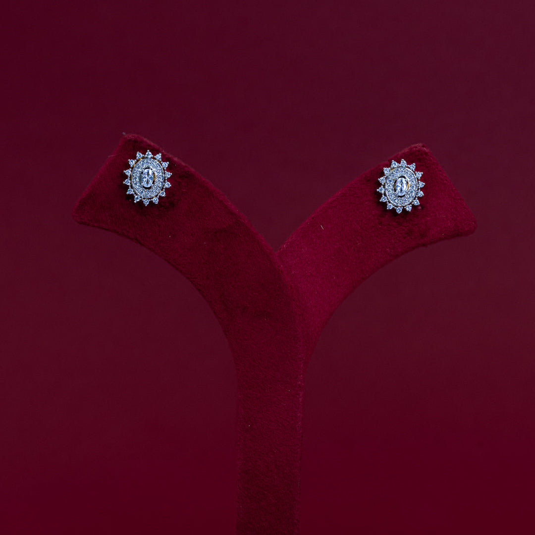 ERD0009 - Oval Halo Diamond Stud Earrings