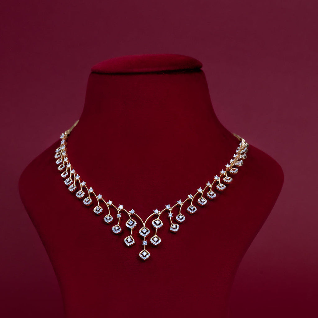 Elegant Cascade Diamond Necklace Set – ND0023
