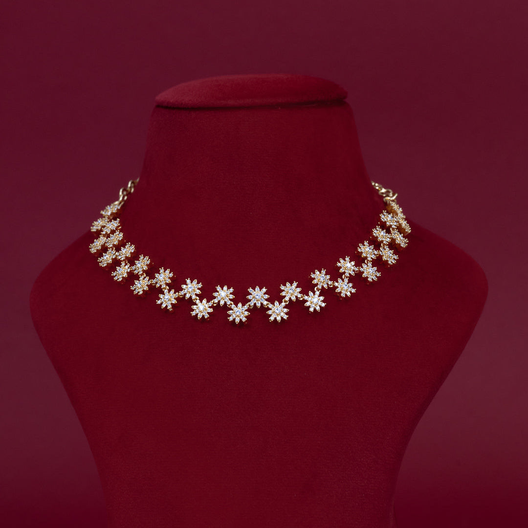 Floral Sparkle CZ Necklace Set – ND0027