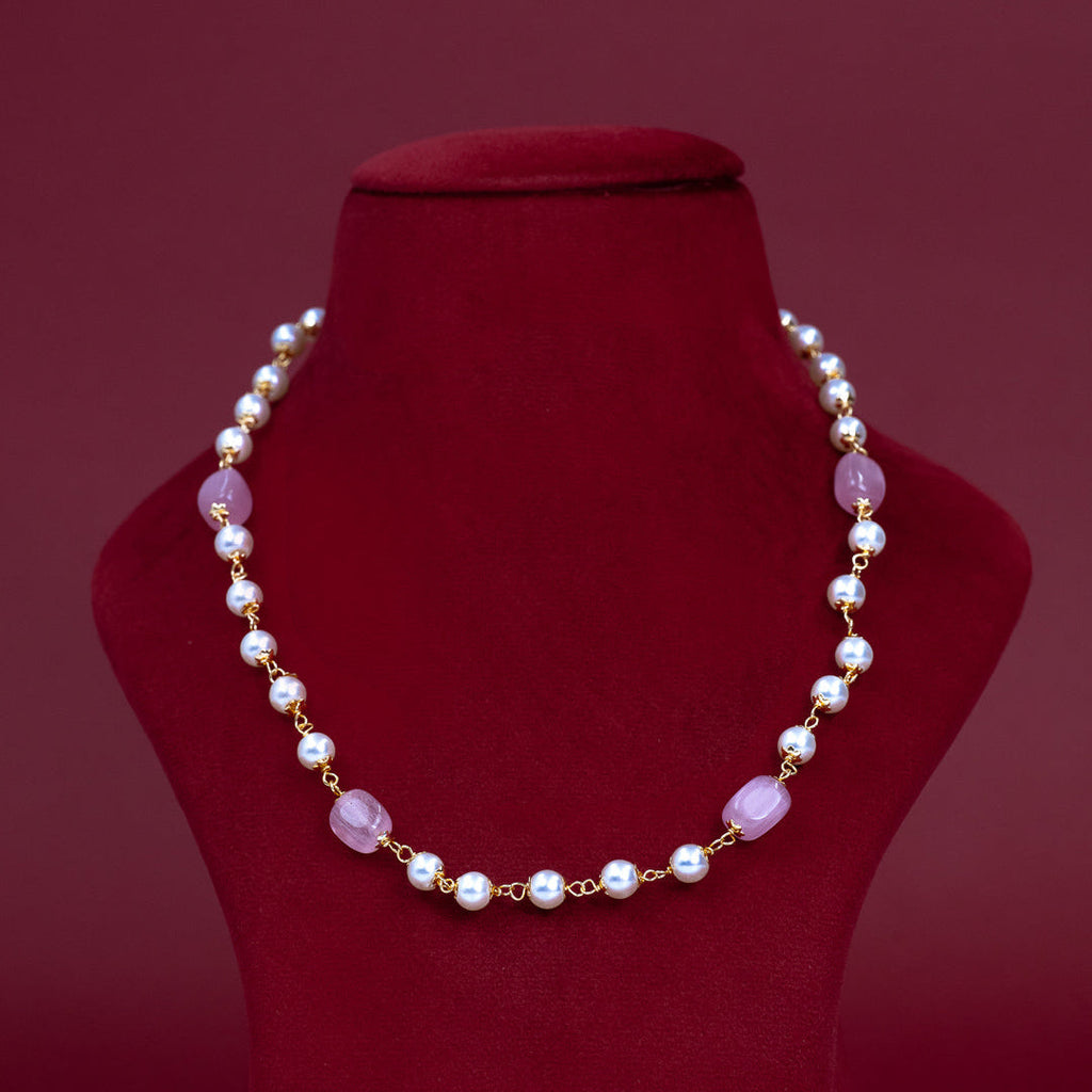 Pearl &amp; Blush Bead Necklace – ND0029