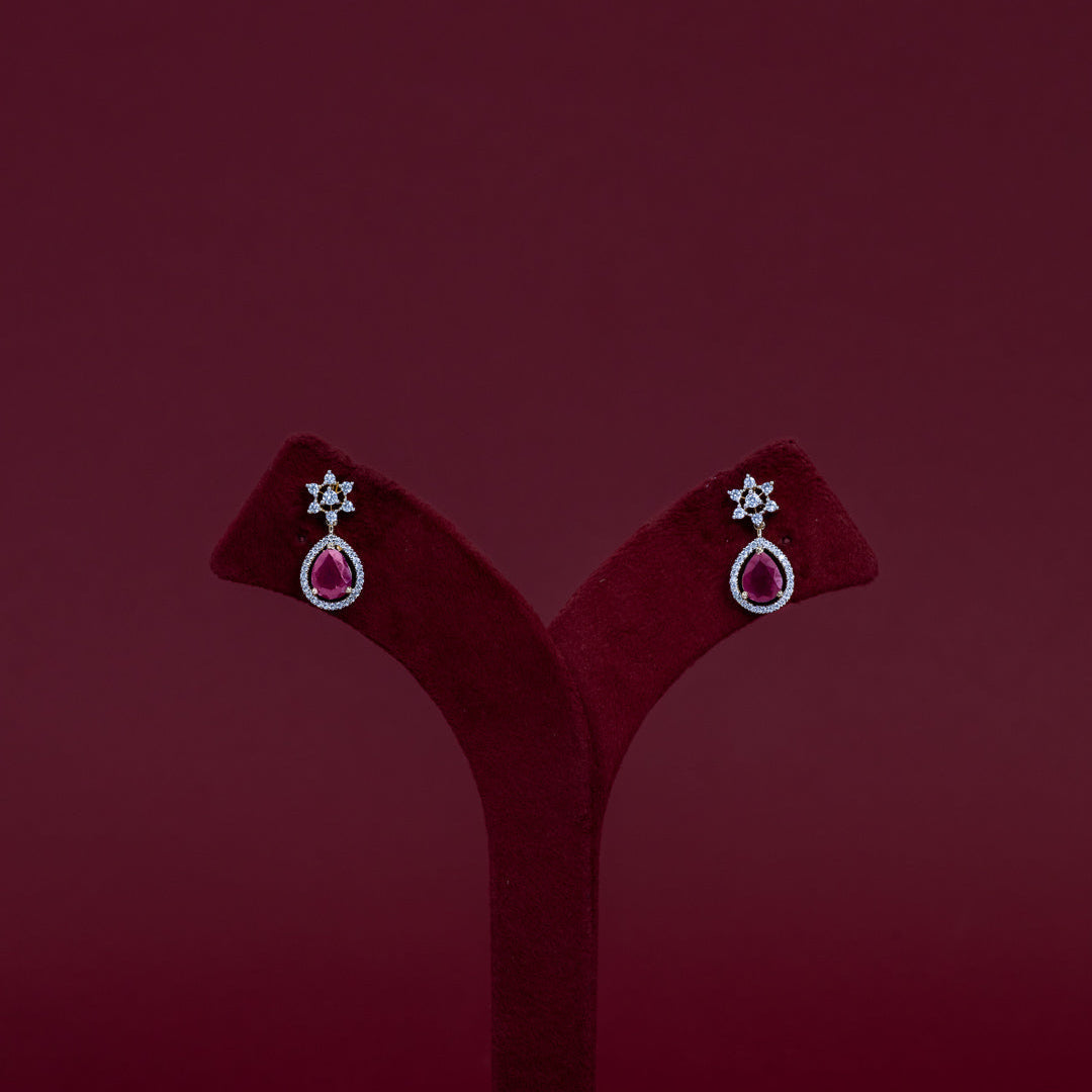 Ruby Teardrop Floral Necklace Set – ND0002