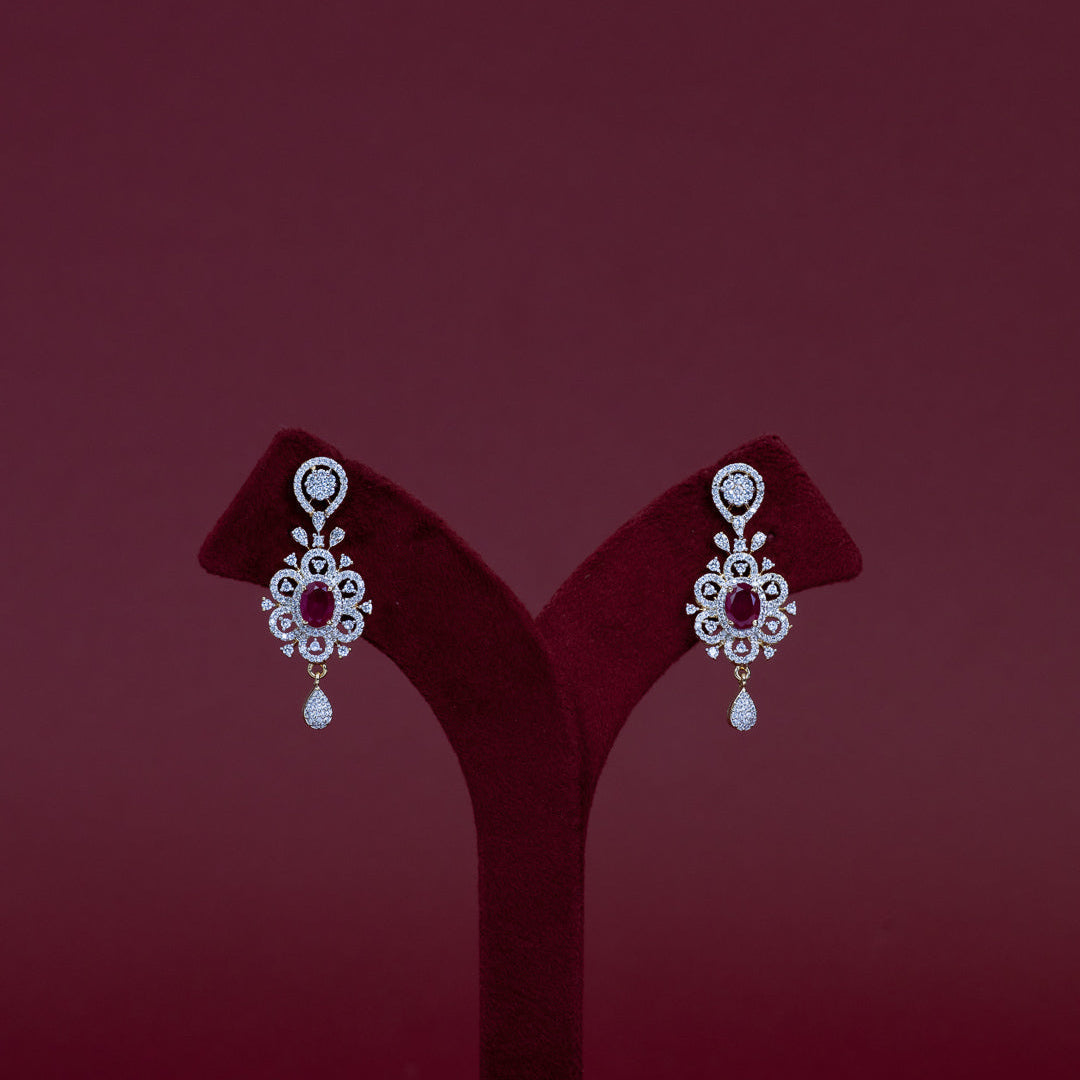 Ruby Floral Diamond Necklace Set – ND0003