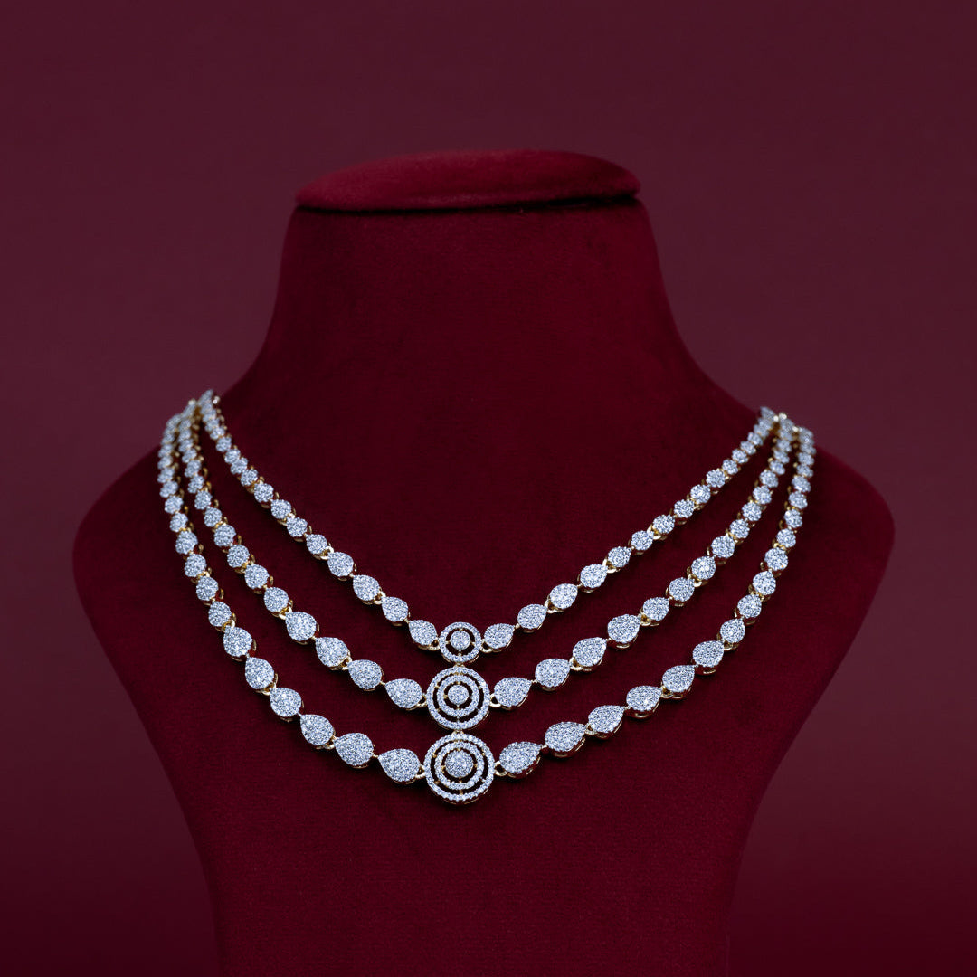 Triple-Layer Diamond Necklace Set – ND0004