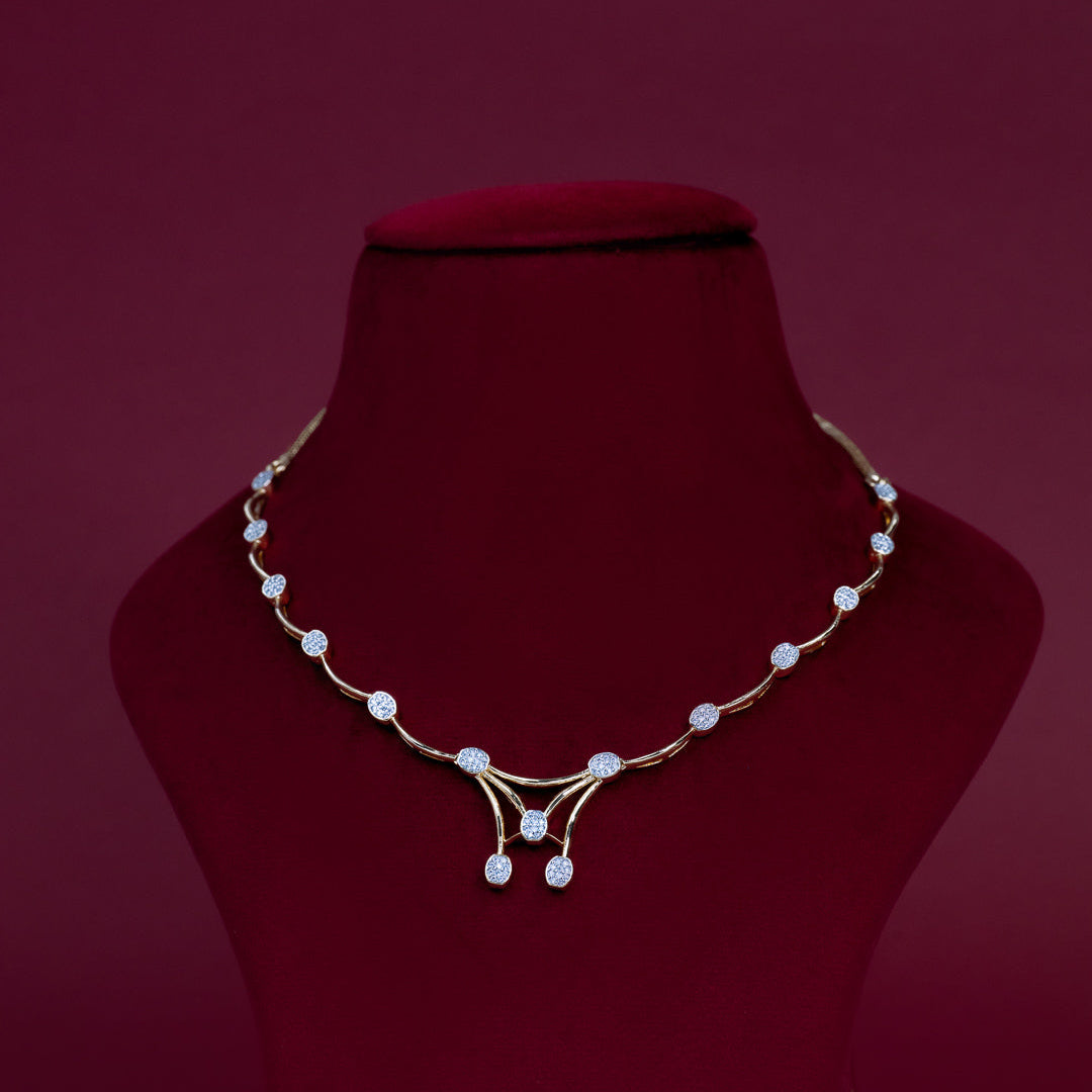 Modern Diamond Cluster Necklace Set – ND0008