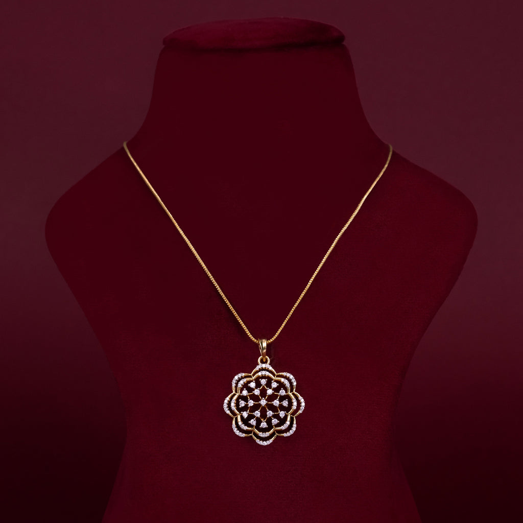 Floral CZ Pendant Necklace Set – PD0001