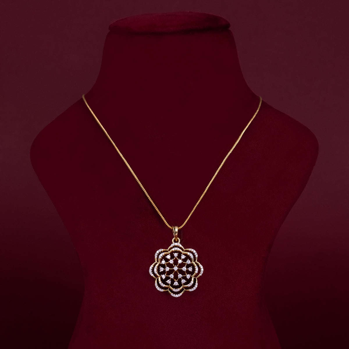 Floral CZ Pendant Necklace Set – PD0001